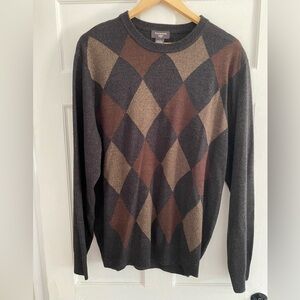 Dockers Dark Gray and Brown Argyle Sweater size X-Large